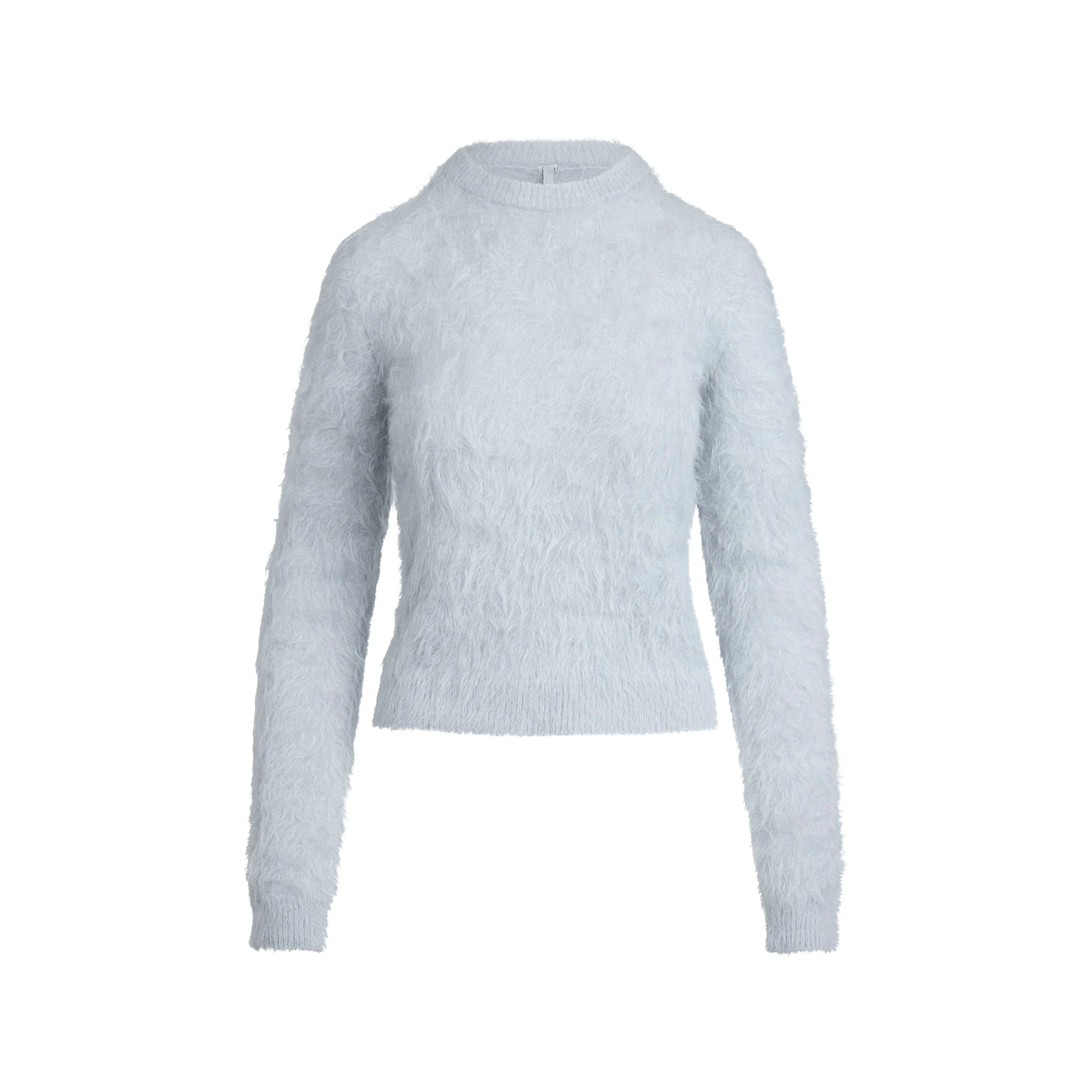 BRUSHED ALPACA CREWNECK SWEATER | PEARL FLAT ON A WHITE BACKGROUND | FLT