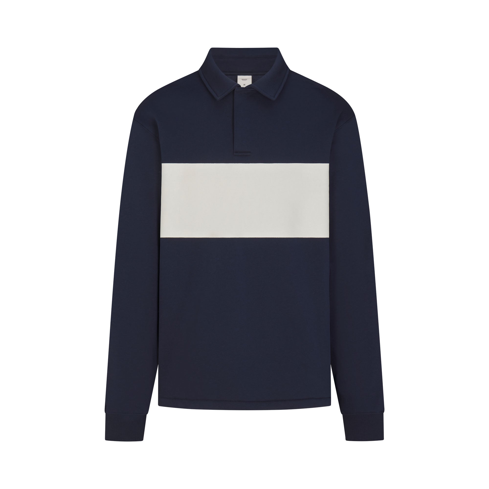 FLEECE LOUNGE MENS RUGBY POLO | NAVY FLAT ON A WHITE BACKGROUND | FLT