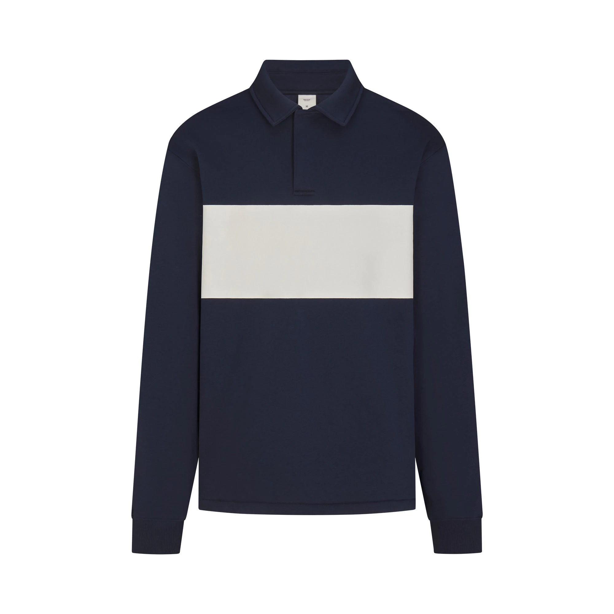 FLEECE LOUNGE MENS RUGBY POLO | NAVY FLAT ON A WHITE BACKGROUND | FLT