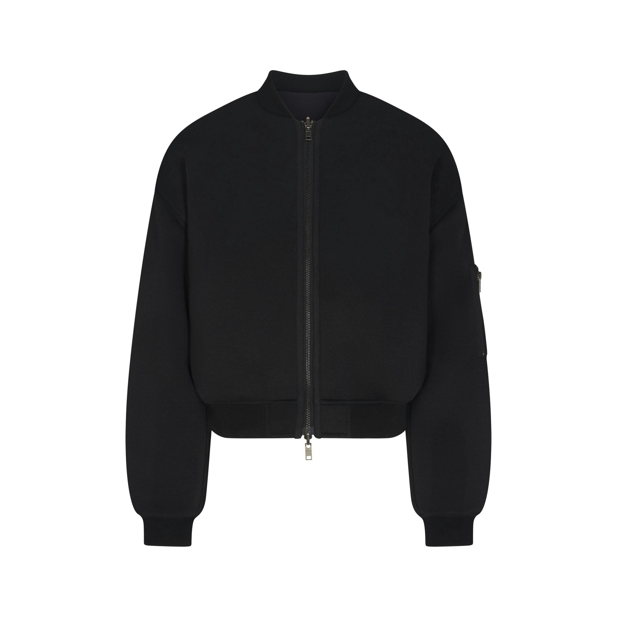 NEOPRENE OUTERWEAR REVERSIBLE BOMBER JACKET | OBSIDIAN FLAT ON A WHITE BACKGROUND | FLT