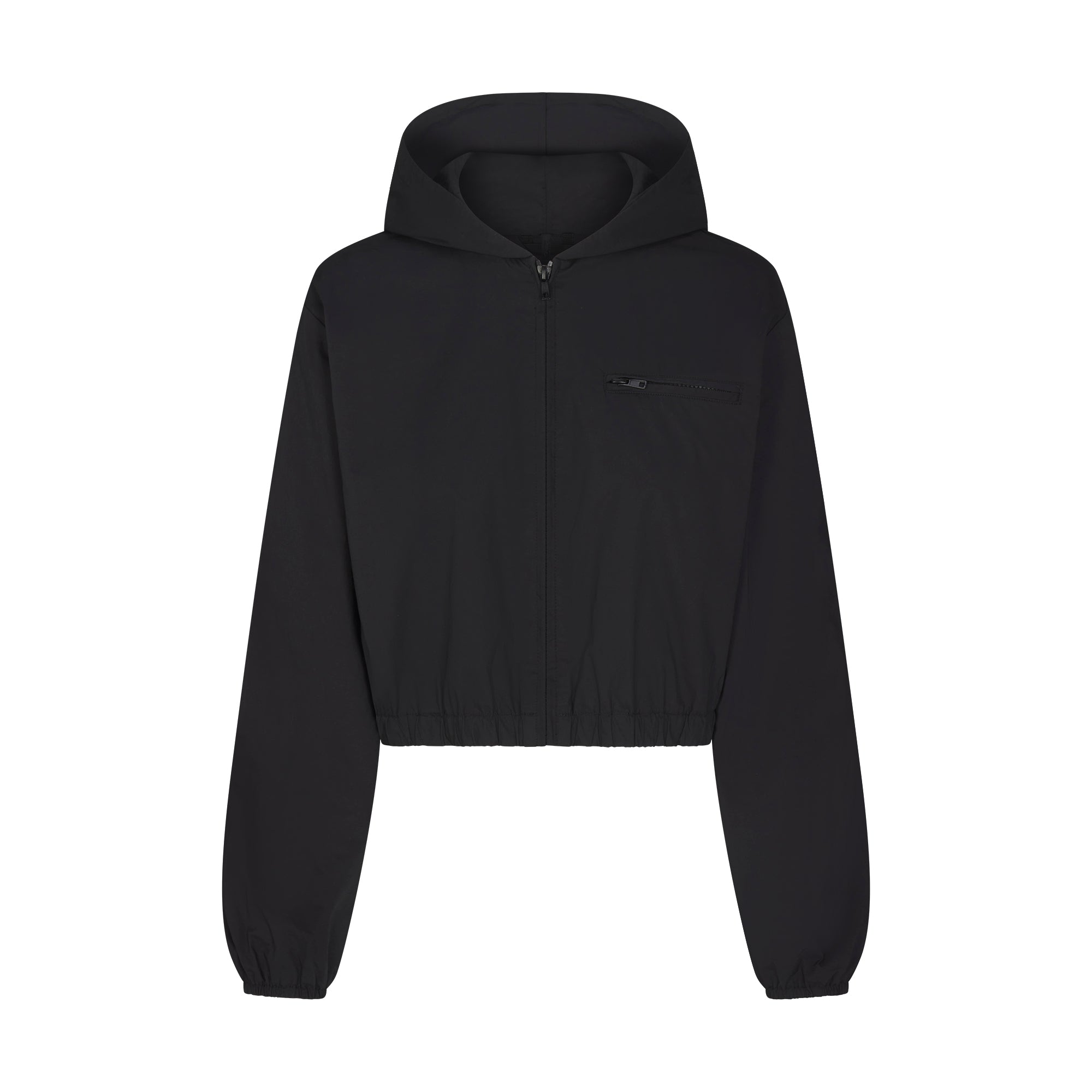 WOVEN COTTON CROPPED ZIP UP JACKET | ONYX | SKIMS