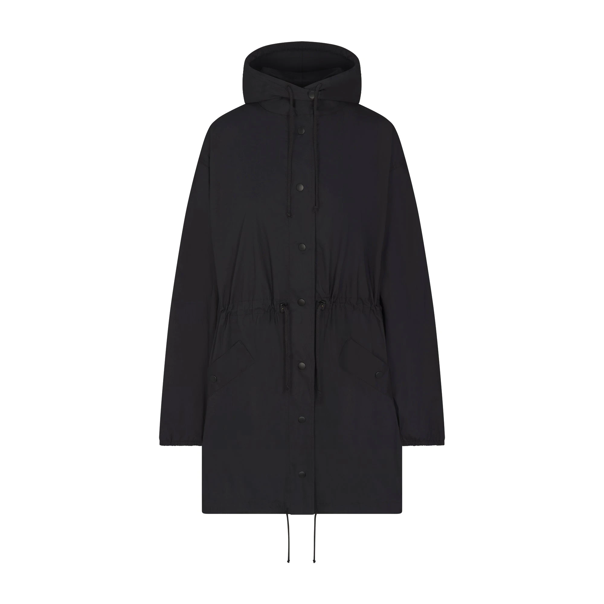 WOVEN COTTON OVERSIZED ANORAK | ONYX FLAT ON A WHITE BACKGROUND | FLT