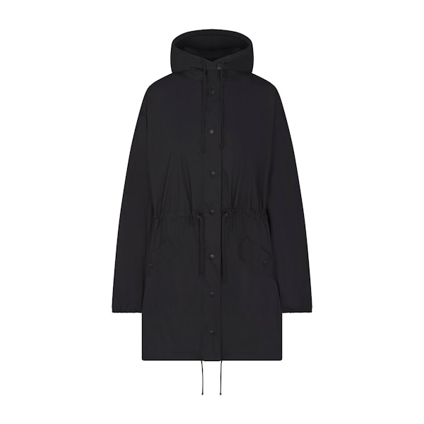 WOVEN COTTON OVERSIZED ANORAK | ONYX FLAT ON A WHITE BACKGROUND | FLT