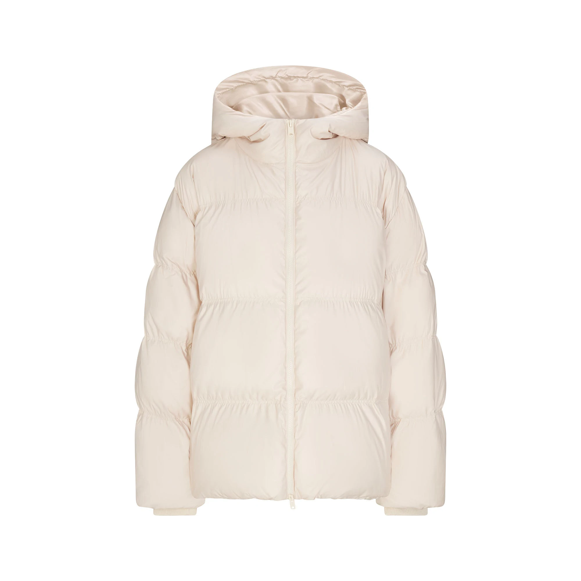SKIMS PUFFERS HOODED JACKET | CHAMPAGNE FLAT ON A WHITE BACKGROUND | FLT