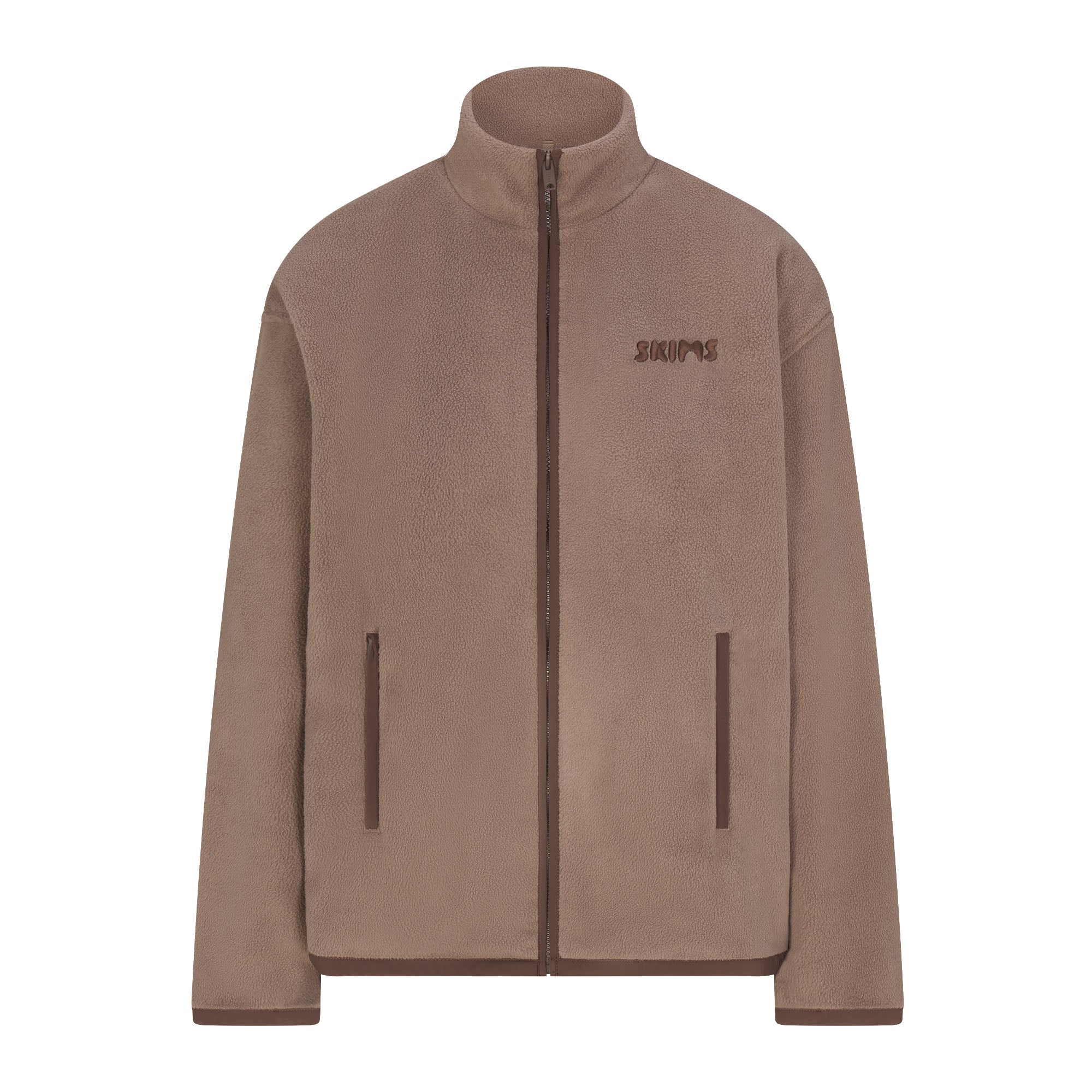 OUTDOOR FLEECE MOCK NECK ZIP UP JACKET | AMETHYST FLAT ON A WHITE BACKGROUND | FLT