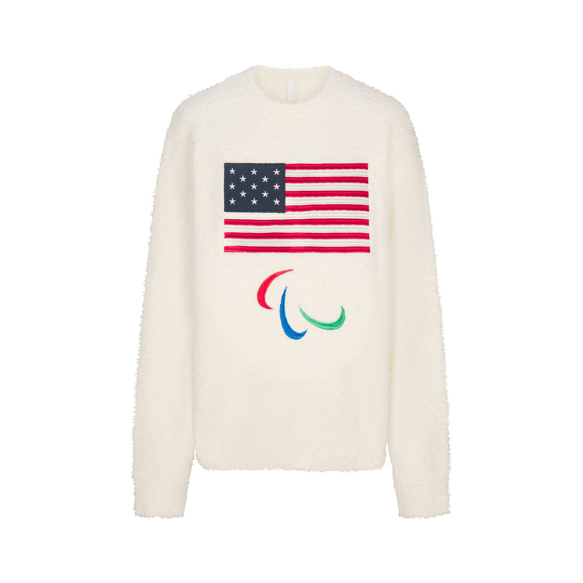 SKIMS FOR TEAM USA COZY UNISEX PARALYMPIC SLEEP TOP | ECRUFLAT ON A WHITE BACKGROUND | FLT
