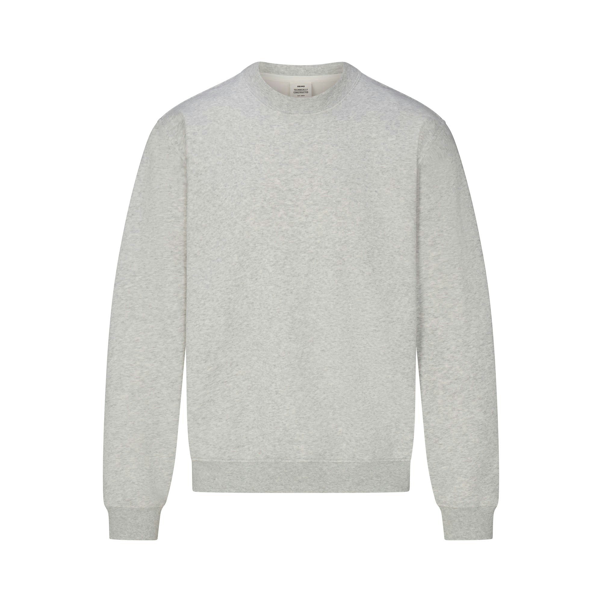 FLEECE LOUNGE MENS RELAXED CREWNECK | LIGHT HEATHER GREY FLAT ON A WHITE BACKGROUND | FLT