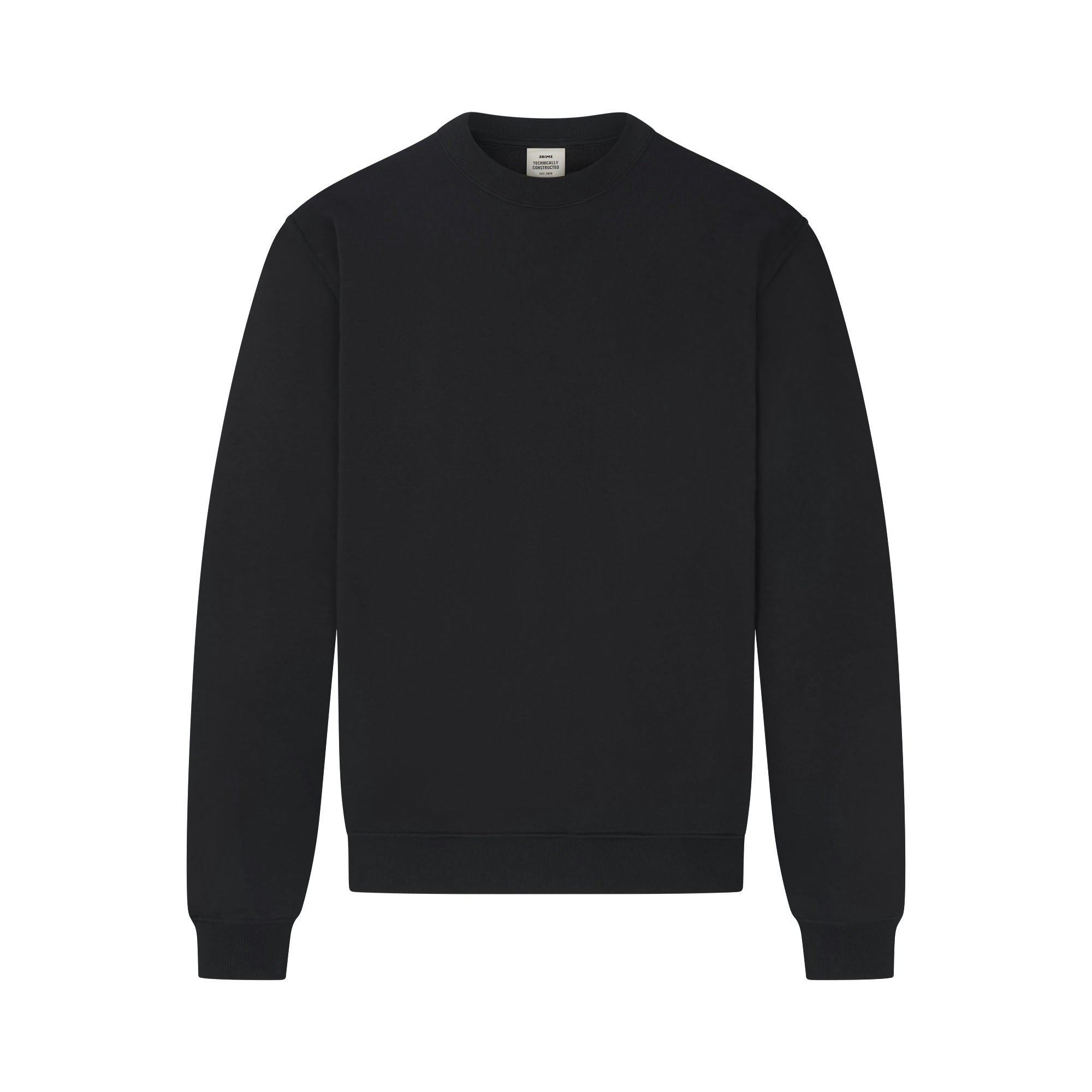 FLEECE LOUNGE MENS RELAXED CREWNECK | WASHED ONYX FLAT ON A WHITE BACKGROUND | FLT