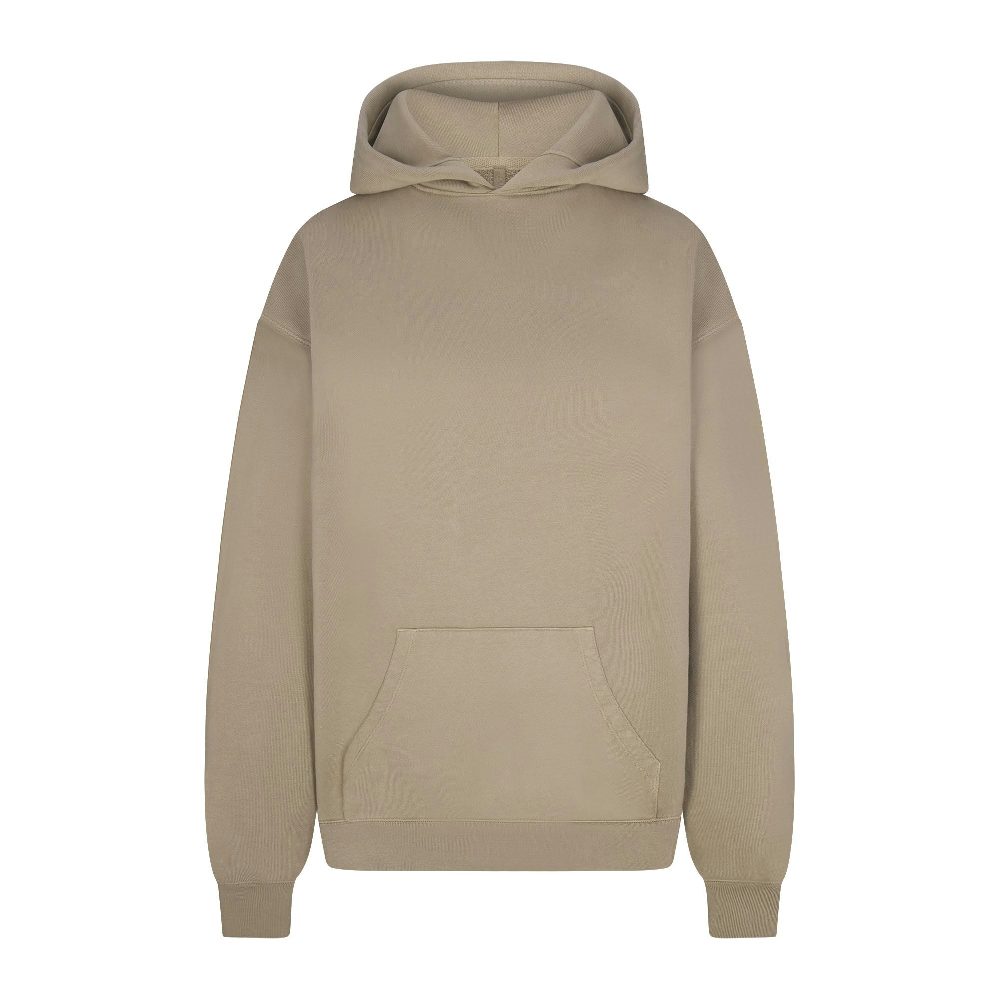 FRENCH TERRY OVERSIZED HOODIE | TAUPE FLAT ON A WHITE BACKGROUND | FLT