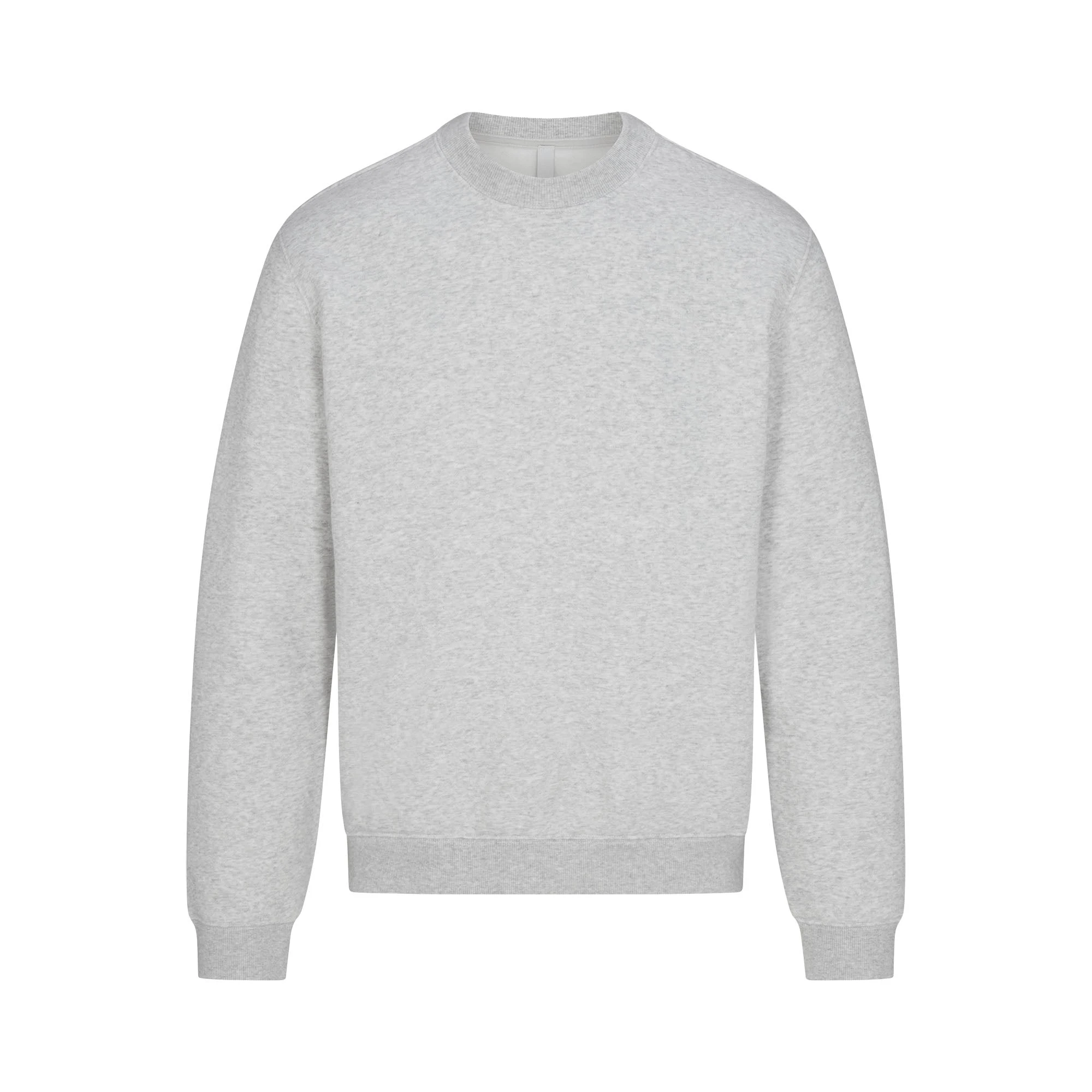 FLEECE LOUNGE MENS CLASSIC CREWNECK | LIGHT HEATHER GREY FLAT ON A WHITE BACKGROUND | FLT