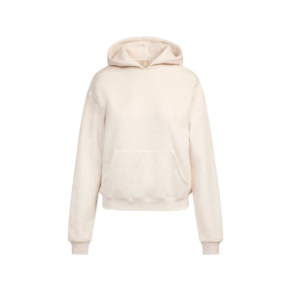 COTTON FLEECE CLASSIC HOODIE | OATMEAL HEATHER FLAT ON A WHITE BACKGROUND | FLT