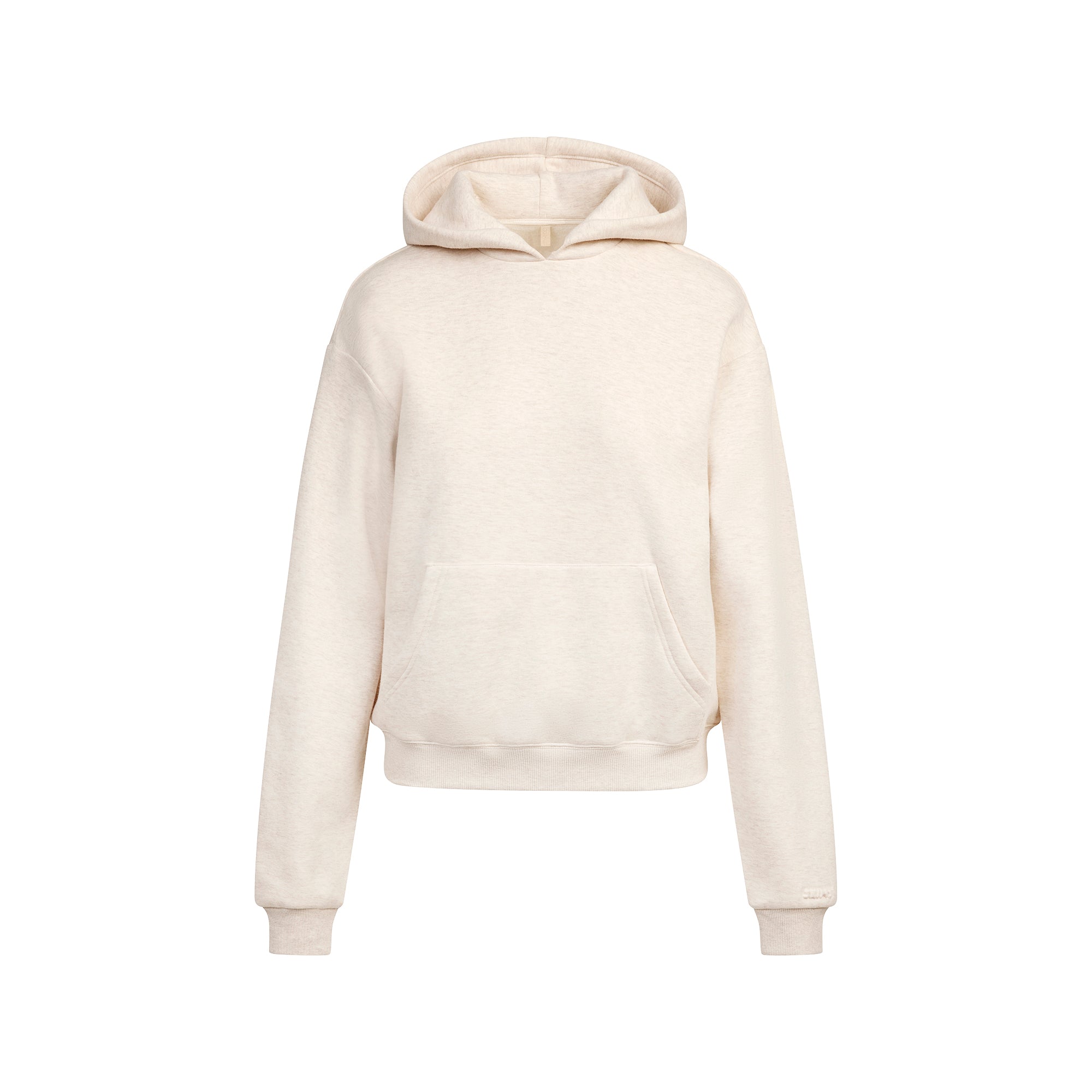 COTTON FLEECE CLASSIC HOODIE | OATMEAL HEATHER FLAT ON A WHITE BACKGROUND | FLT