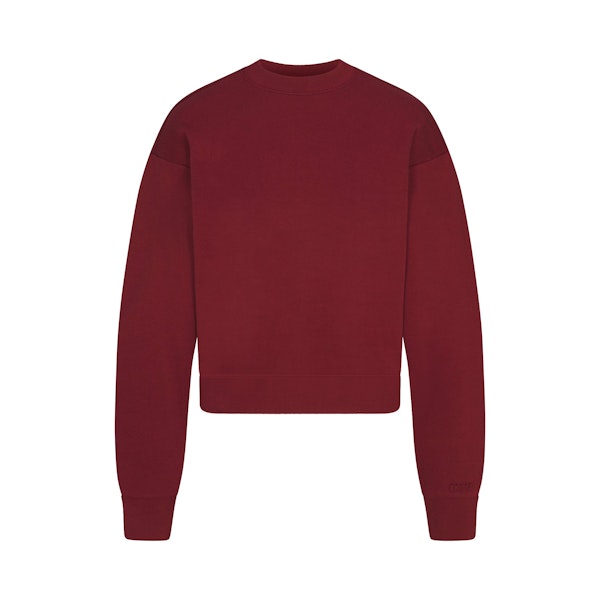 COTTON FLEECE CLASSIC CREWNECK | MERLOT FLAT ON A WHITE BACKGROUND | FLT