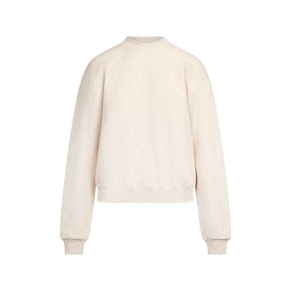 COTTON FLEECE CLASSIC CREWNECK | OATMEAL HEATHER FLAT ON A WHITE BACKGROUND | FLT