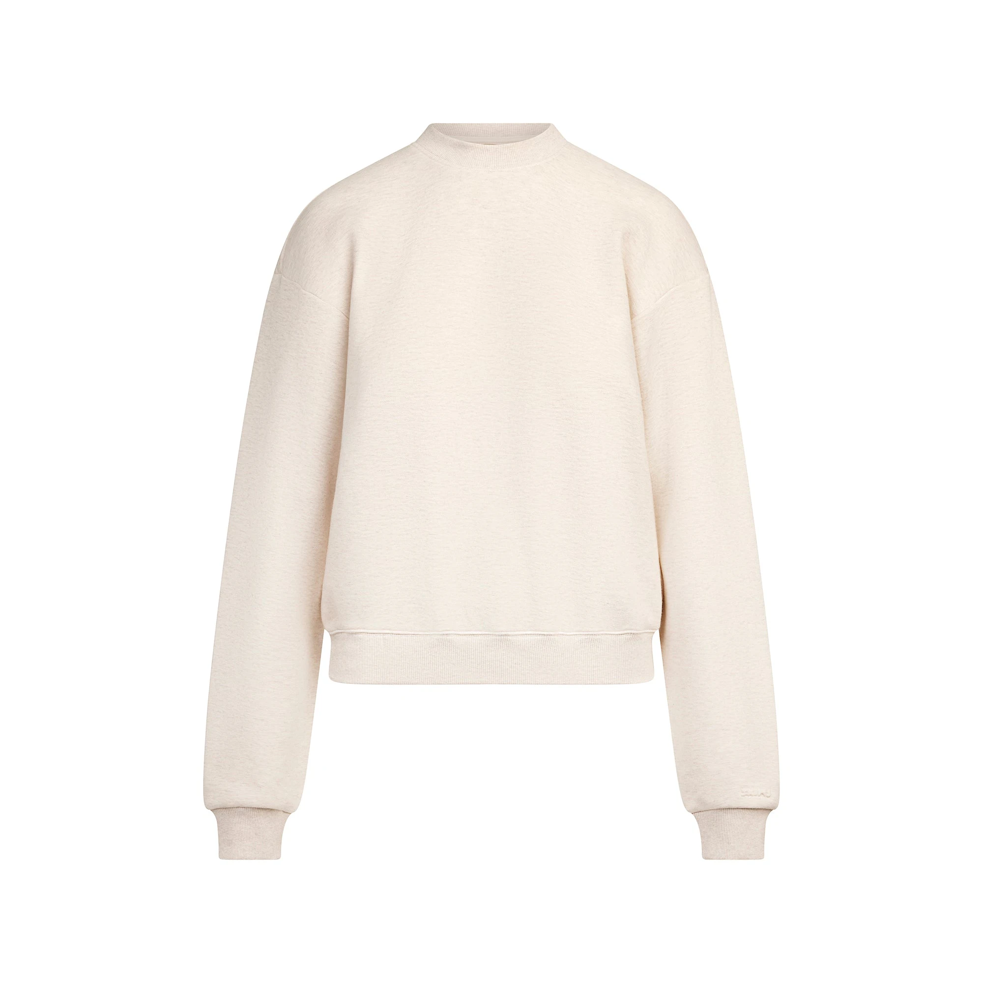COTTON FLEECE CLASSIC CREWNECK | OATMEAL HEATHER FLAT ON A WHITE BACKGROUND | FLT