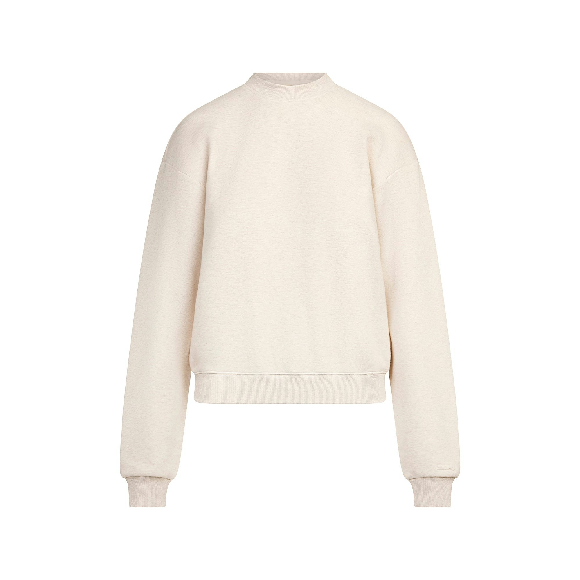 COTTON FLEECE CLASSIC CREWNECK | OATMEAL HEATHER FLAT ON A WHITE BACKGROUND | FLT