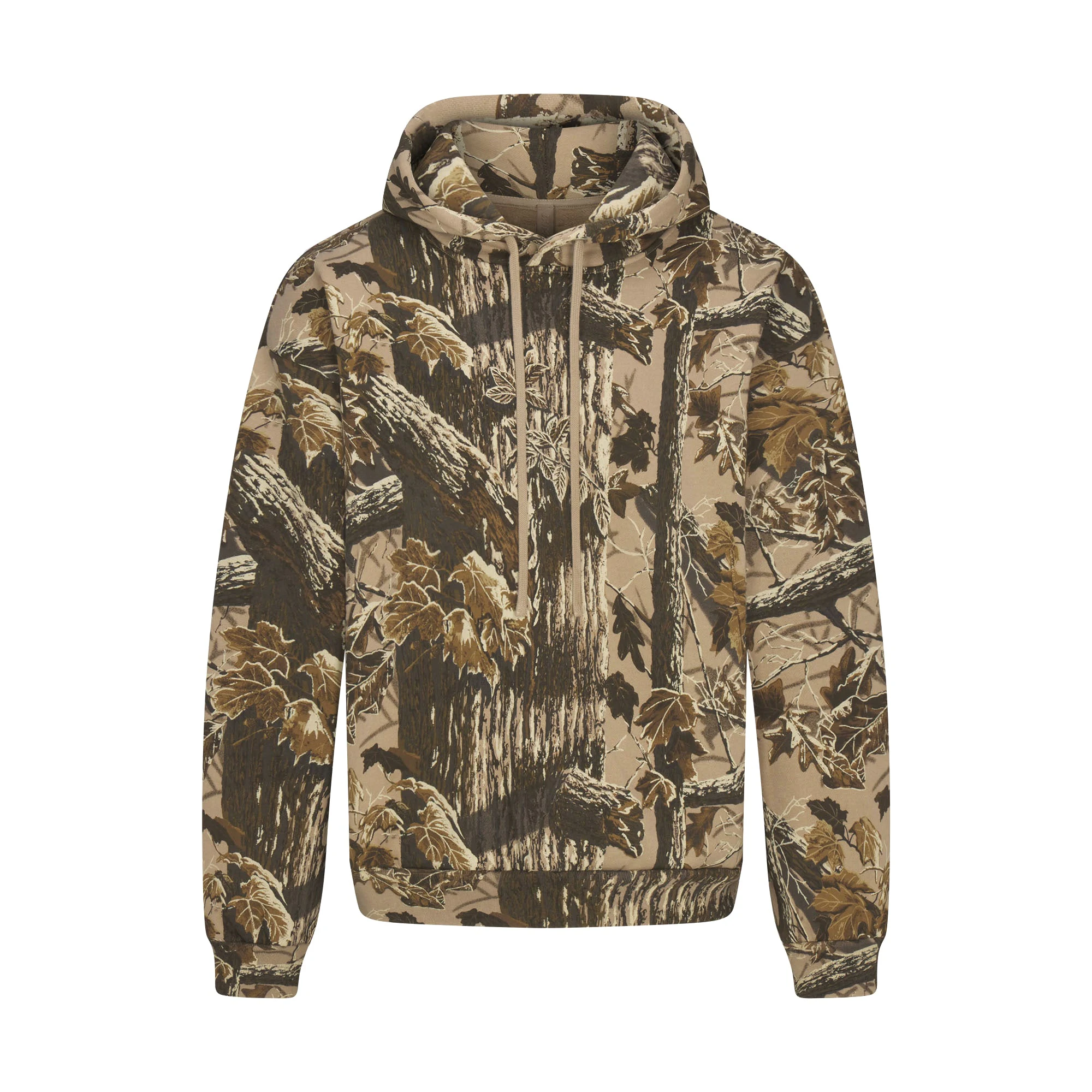 HEAVY FLEECE MENS RELAXED HOODIE | REALTREE CAMO PRINT FLAT ON A WHITE BACKGROUND | FLT