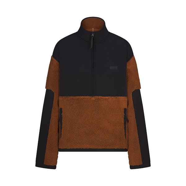 TEDDY OVERSIZED HALF ZIP UP PULLOVER | CHAI FLAT ON A WHITE BACKGROUND | FLT