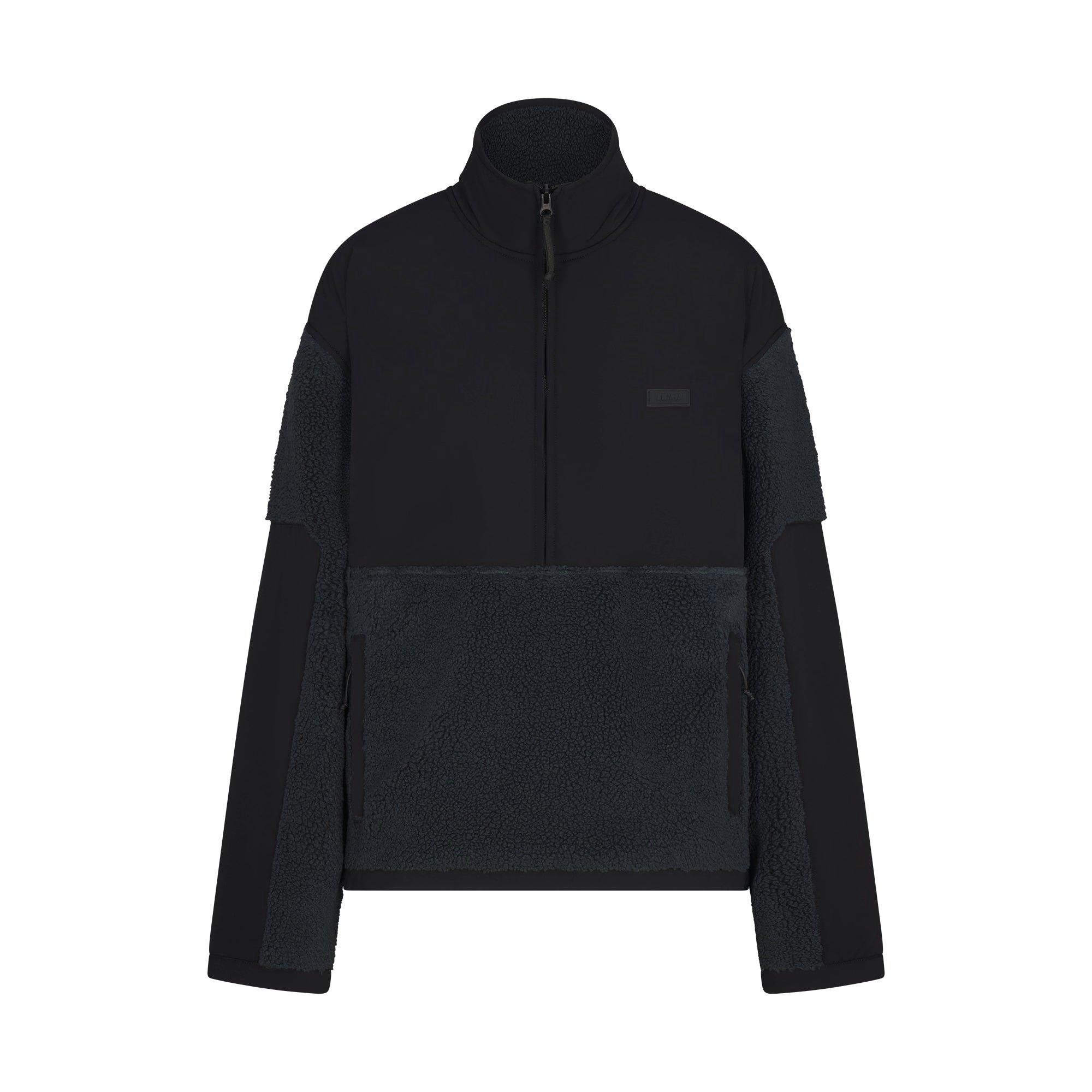 TEDDY OVERSIZED HALF ZIP UP PULLOVER | DARK TEAL FLAT ON A WHITE BACKGROUND | FLT