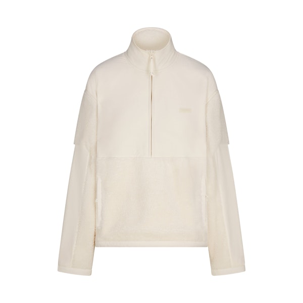 TEDDY OVERSIZED HALF ZIP UP PULLOVER | ECRU FLAT ON A WHITE BACKGROUND | FLT