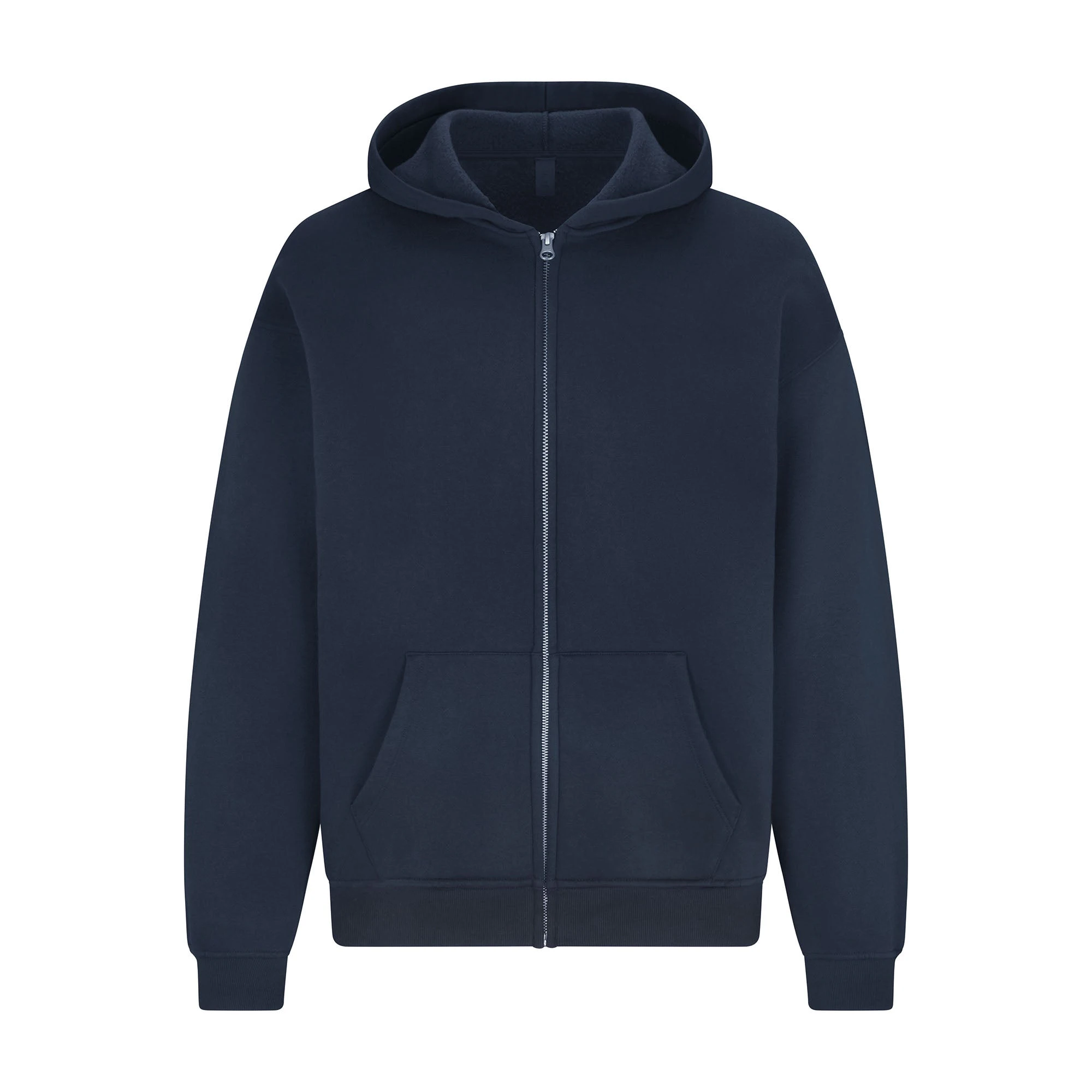 FLEECE LOUNGE MENS RELAXED ZIP UP HOODIE | NAVYFLAT ON A WHITE BACKGROUND | FLT