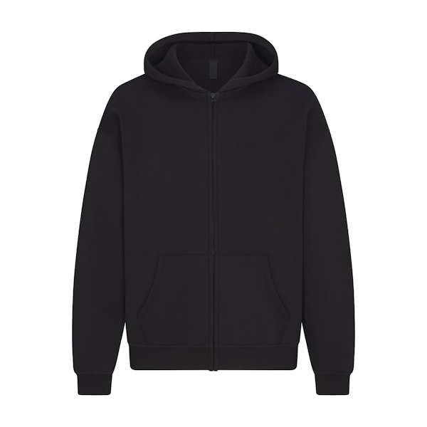 FLEECE LOUNGE MENS RELAXED ZIP UP HOODIE | WASHED ONYX (MENS SHORTS) FLAT ON A WHITE BACKGROUND | FLT