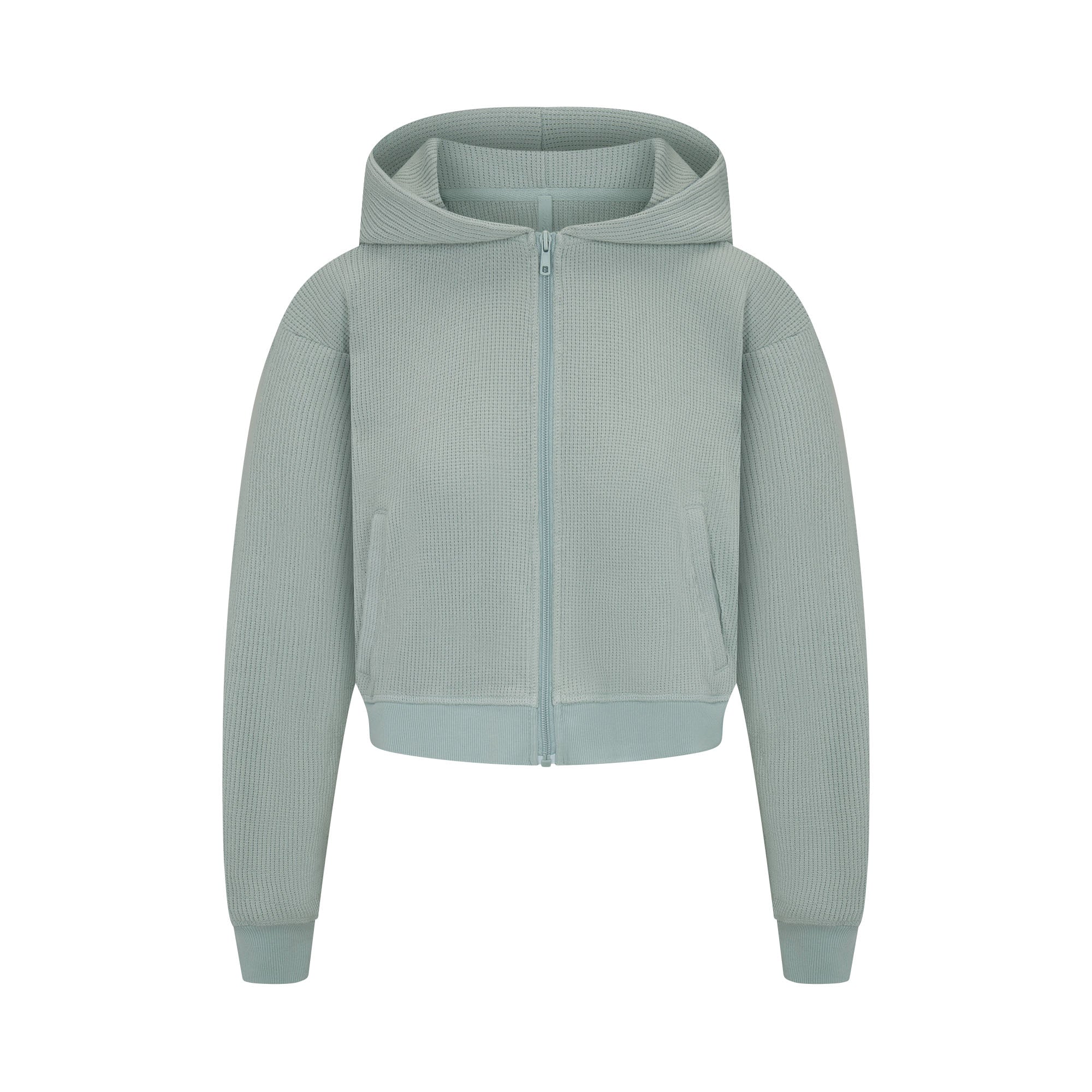 HEAVY WAFFLE CROPPED ZIP UP HOODIE VAPOR XXS