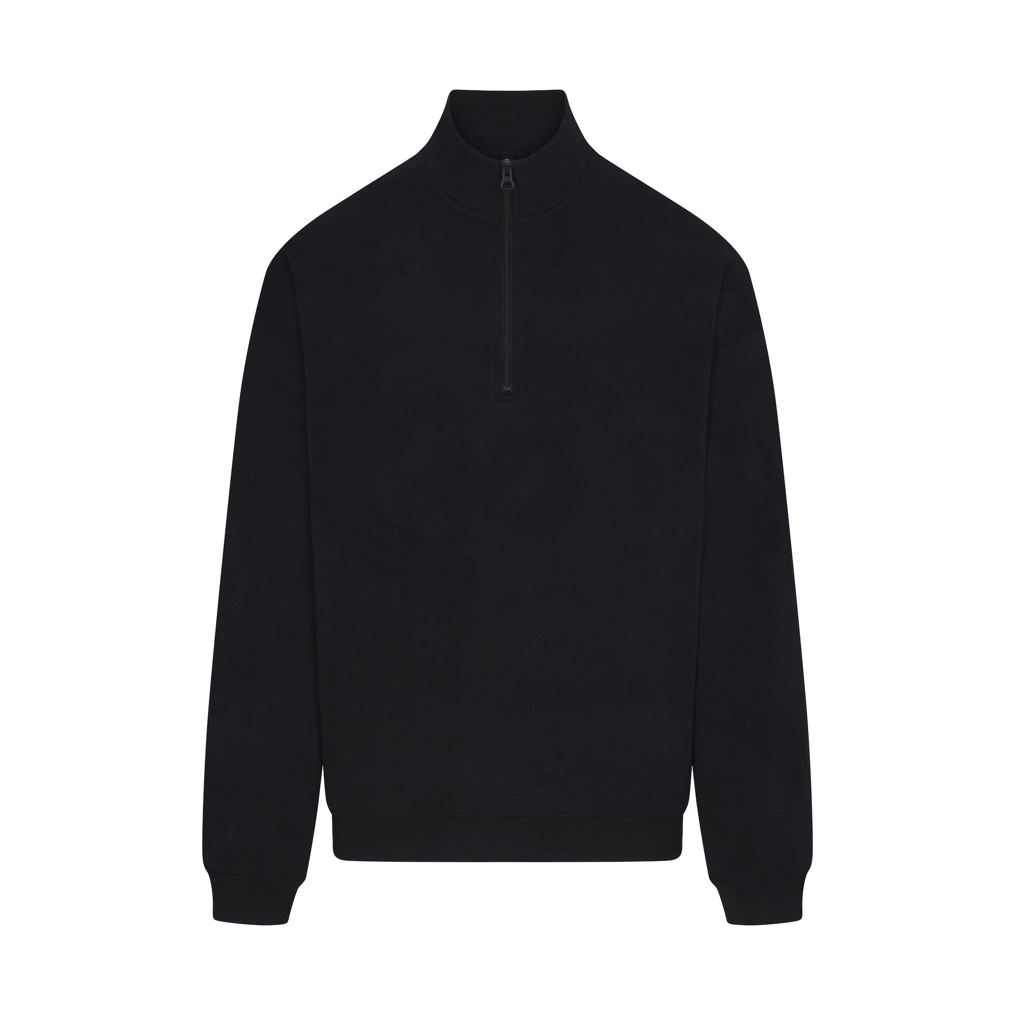 JERSEY LOUNGE MENS RELAXED QUARTER ZIP PULLOVER | OBSIDIAN (MENS SWEATSHIRTS) FLAT ON A WHITE BACKGROUND | FLT