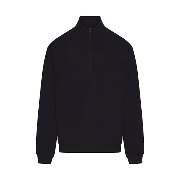 JERSEY LOUNGE MENS RELAXED QUARTER ZIP PULLOVER | OBSIDIAN (MENS SWEATSHIRTS) FLAT ON A WHITE BACKGROUND | FLT