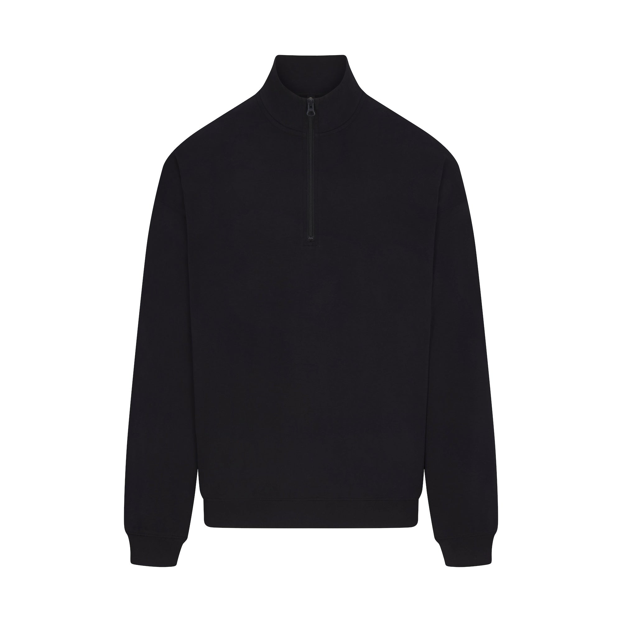 JERSEY LOUNGE MENS RELAXED QUARTER ZIP PULLOVER | OBSIDIAN (MENS SWEATSHIRTS) FLAT ON A WHITE BACKGROUND | FLT