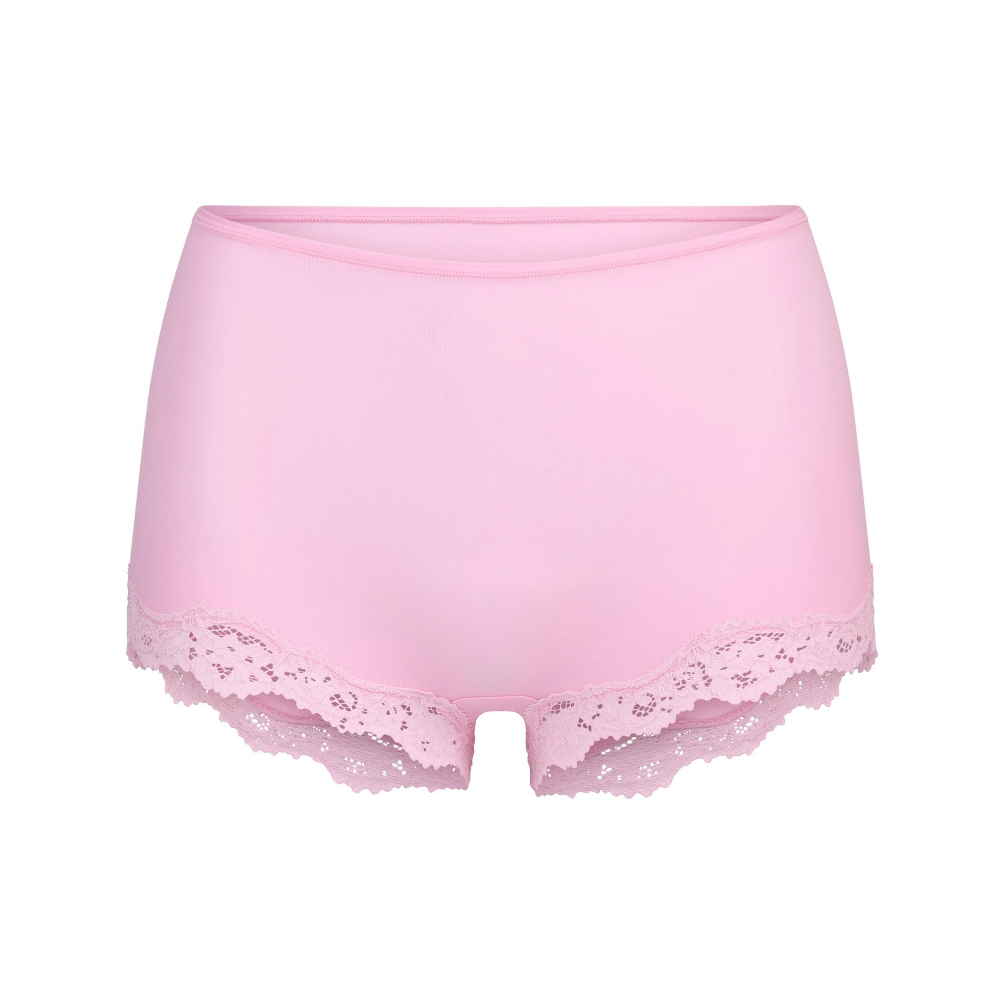 FITS EVERYBODY LACE BOY SHORT | BUBBLE GUM TONAL FLAT ON A WHITE BACKGROUND | FLT