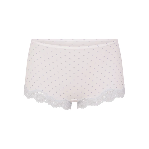 FITS EVERYBODY LACE BOY SHORT | SLATE PIN DOT PRINT FLAT ON A WHITE BACKGROUND | FLT
