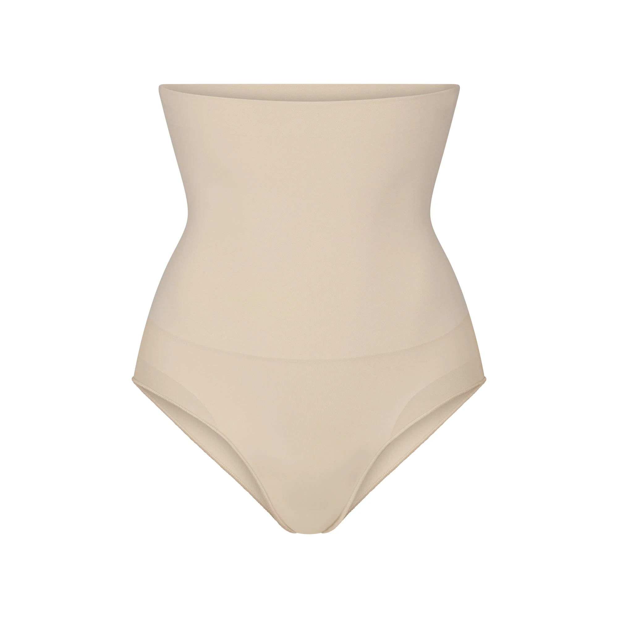 CORE CONTROL HIGH-WAISTED BRIEF | SAND (SHAPEWEAR BRIEFS, SHAPEWEAR) LAYS FLAT ON A WHITE BACKGROUND | FLT