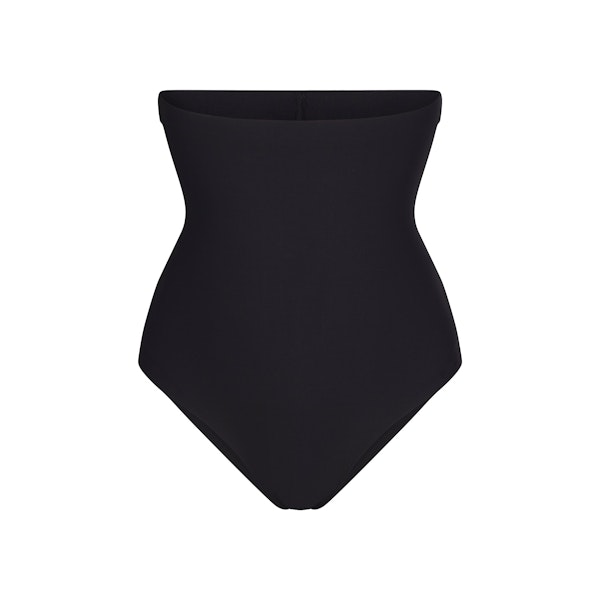 SKIMS BODY CORE SCULPT HIGH-WAISTED BRIEF | ONYX FLAT ON A WHITE BACKGROUND | FLT | FLT