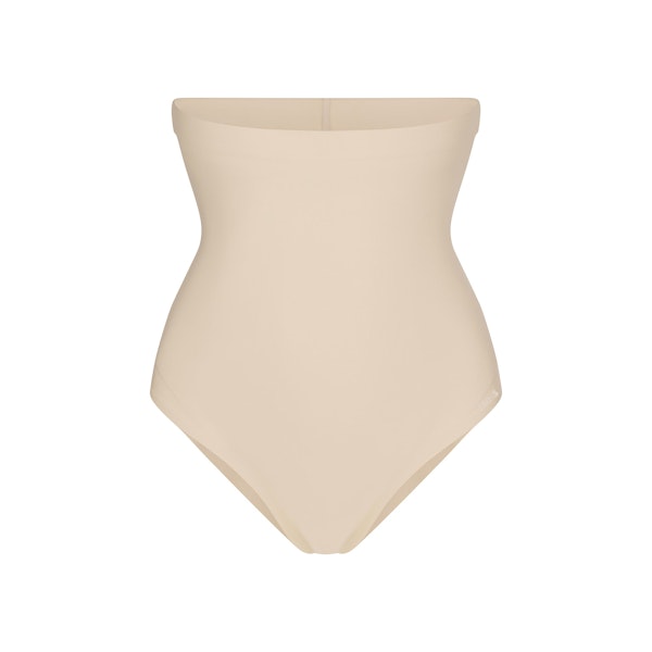 SKIMS BODY CORE SCULPT HIGH-WAISTED BRIEF | SAND FLAT ON A WHITE BACKGROUND | FLT | FLT