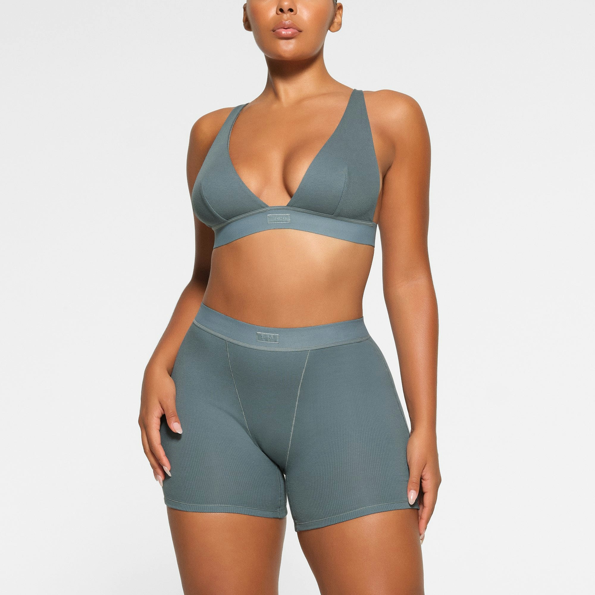 COTTON RIB BOXER WORN BY A MODEL IN FRONT VIEW