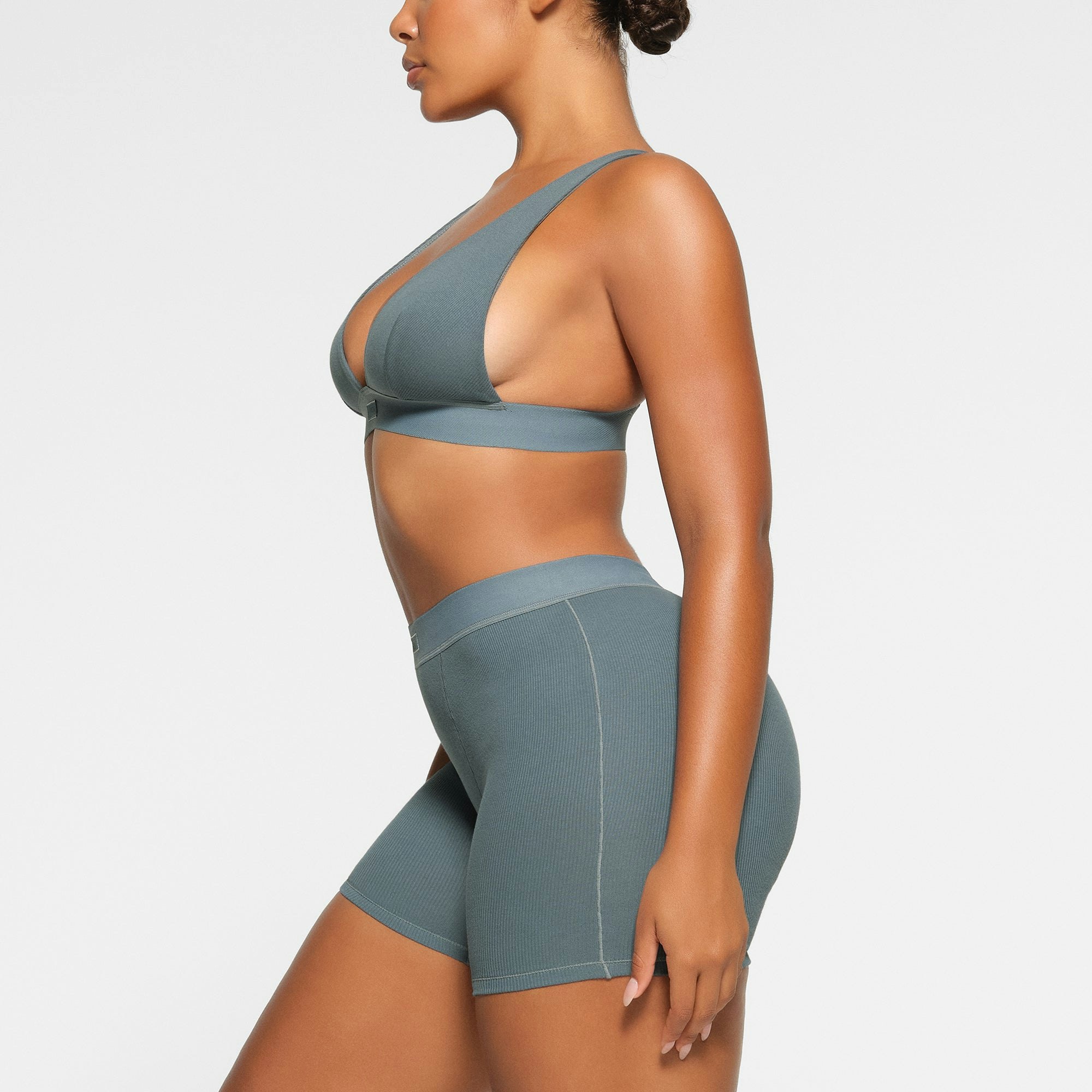 COTTON RIB BOXER WORN BY A MODEL IN SIDE VIEW