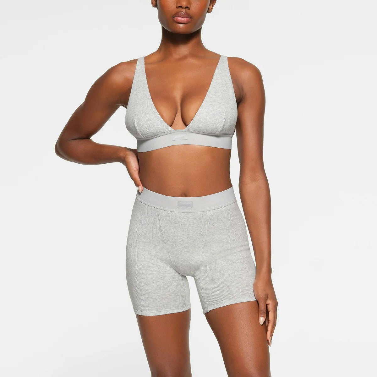 COTTON RIB BOXER WORN BY A MODEL IN FRONT VIEW