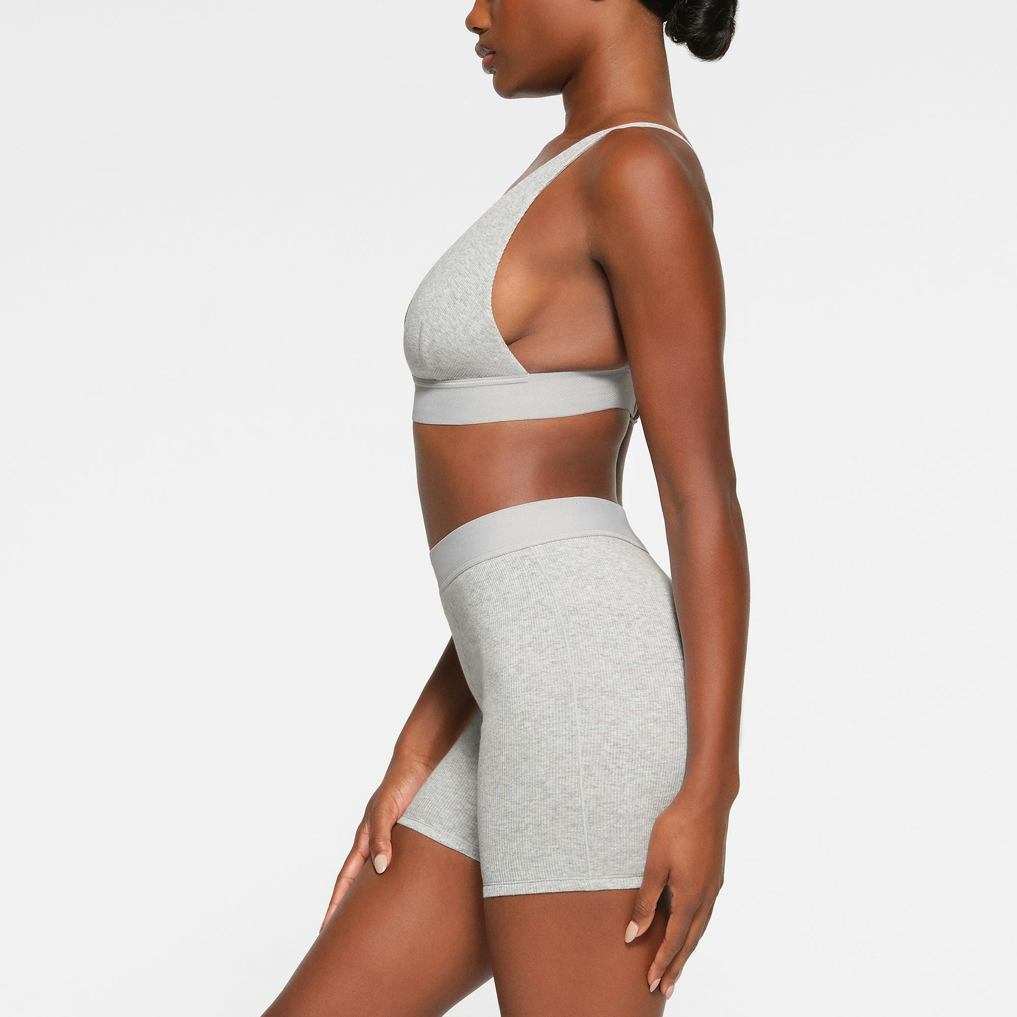 COTTON RIB BOXER WORN BY A MODEL IN SIDE VIEW