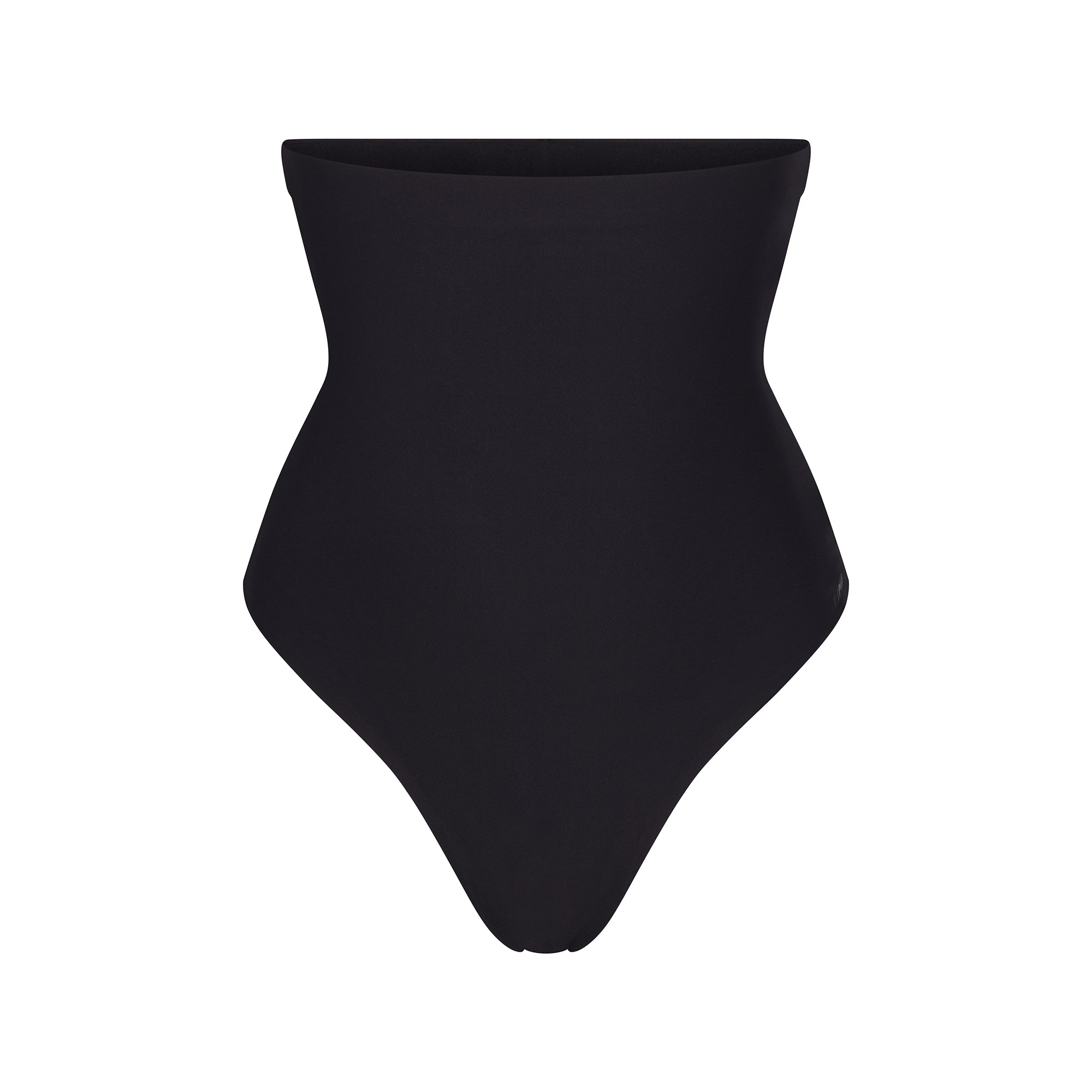 SKIMS BODY CORE SCULPT HIGH-WAISTED THONG | ONYX FLAT ON A WHITE BACKGROUND | FLT | FLT