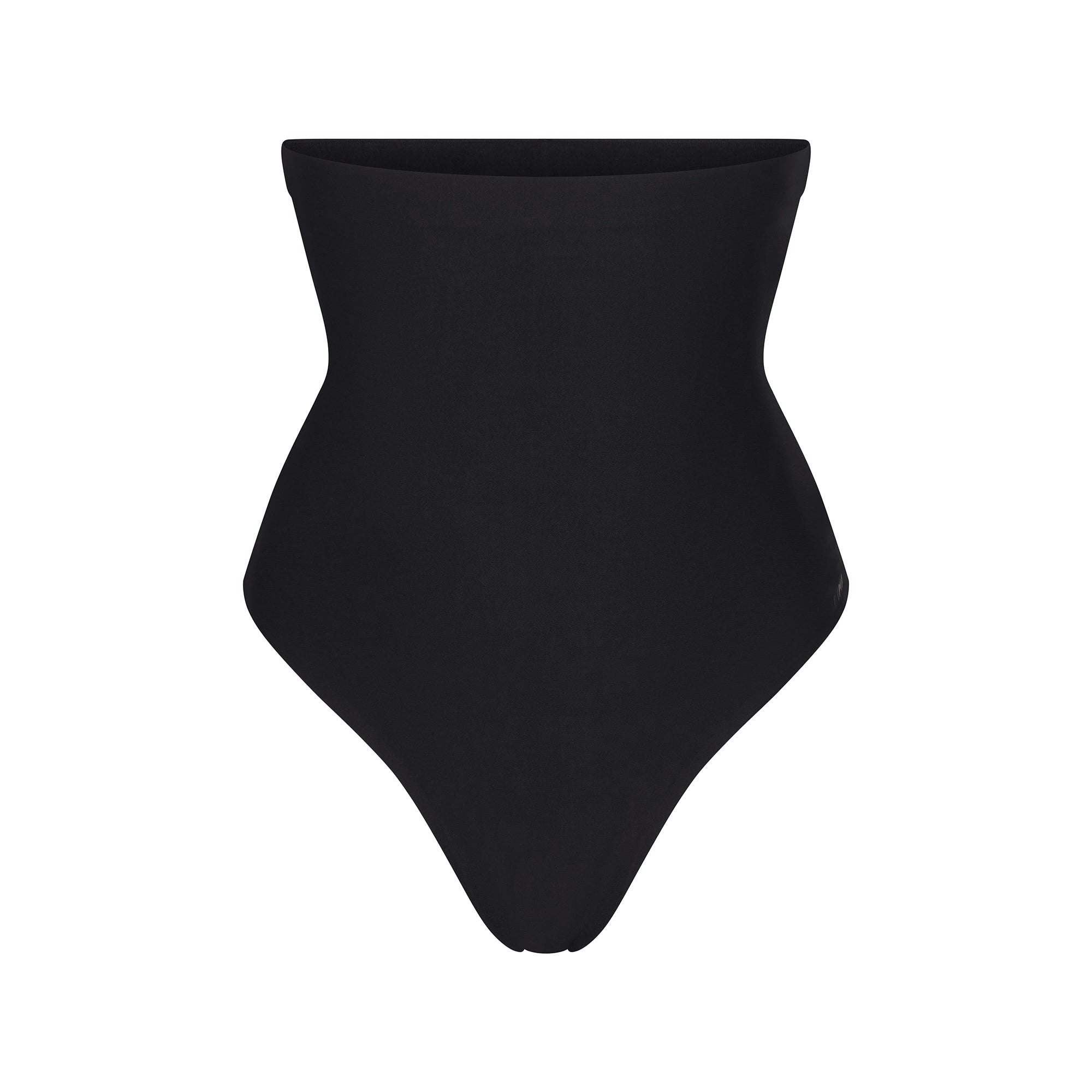 SKIMS BODY CORE SCULPT HIGH-WAISTED THONG | ONYX FLAT ON A WHITE BACKGROUND | FLT | FLT