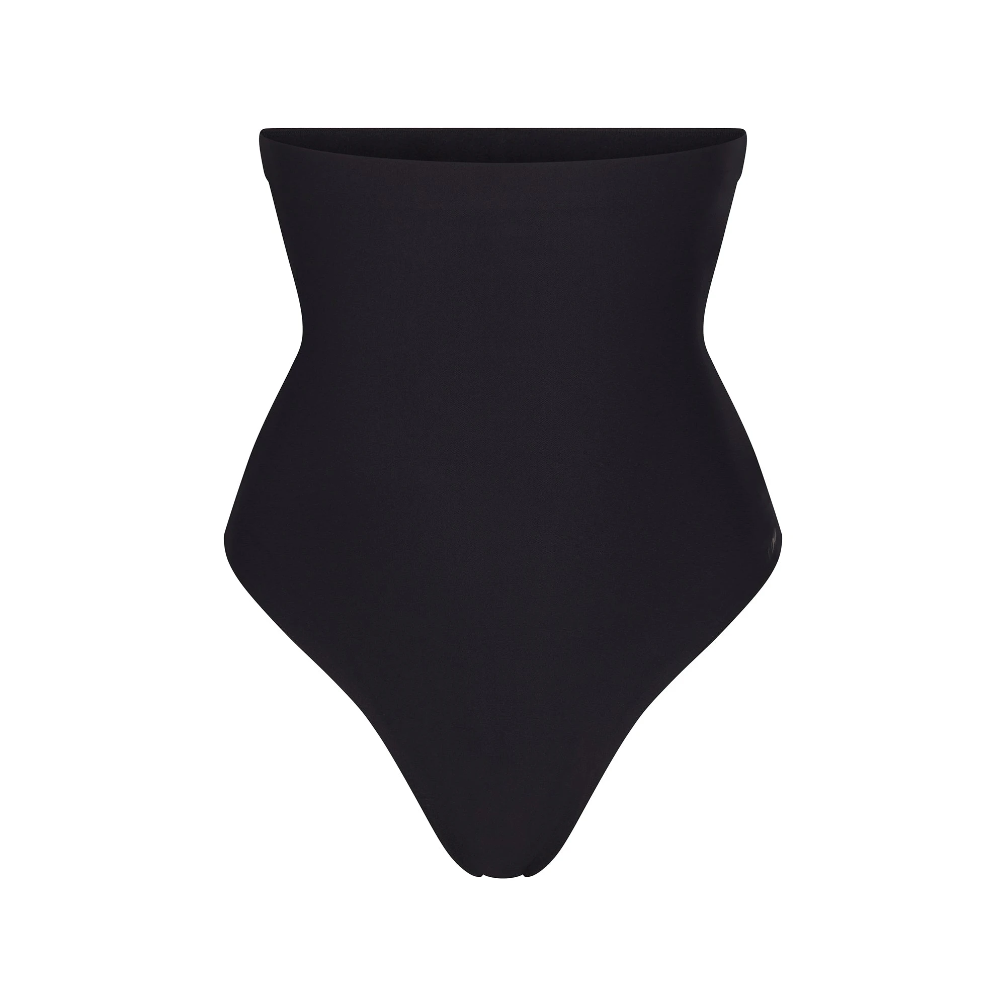 SKIMS BODY CORE SCULPT HIGH-WAISTED THONG | ONYX FLAT ON A WHITE BACKGROUND | FLT | FLT
