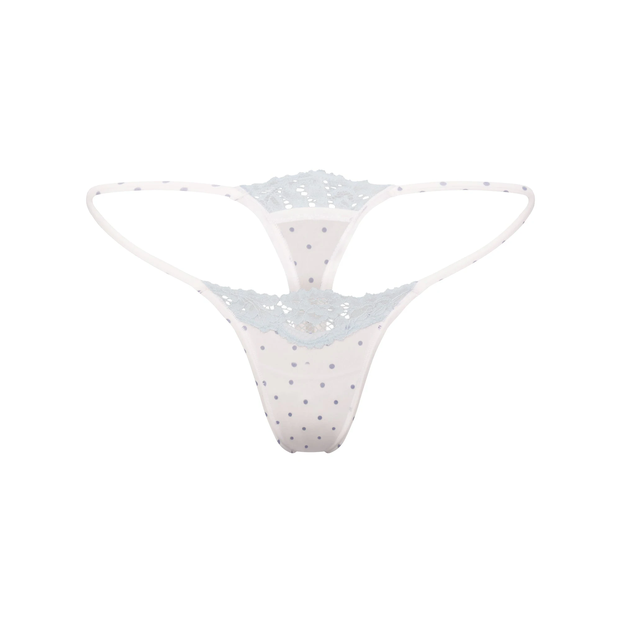FITS EVERYBODY LACE STRING THONG | SLATE PIN DOT PRINT FLAT ON A WHITE BACKGROUND | FLT