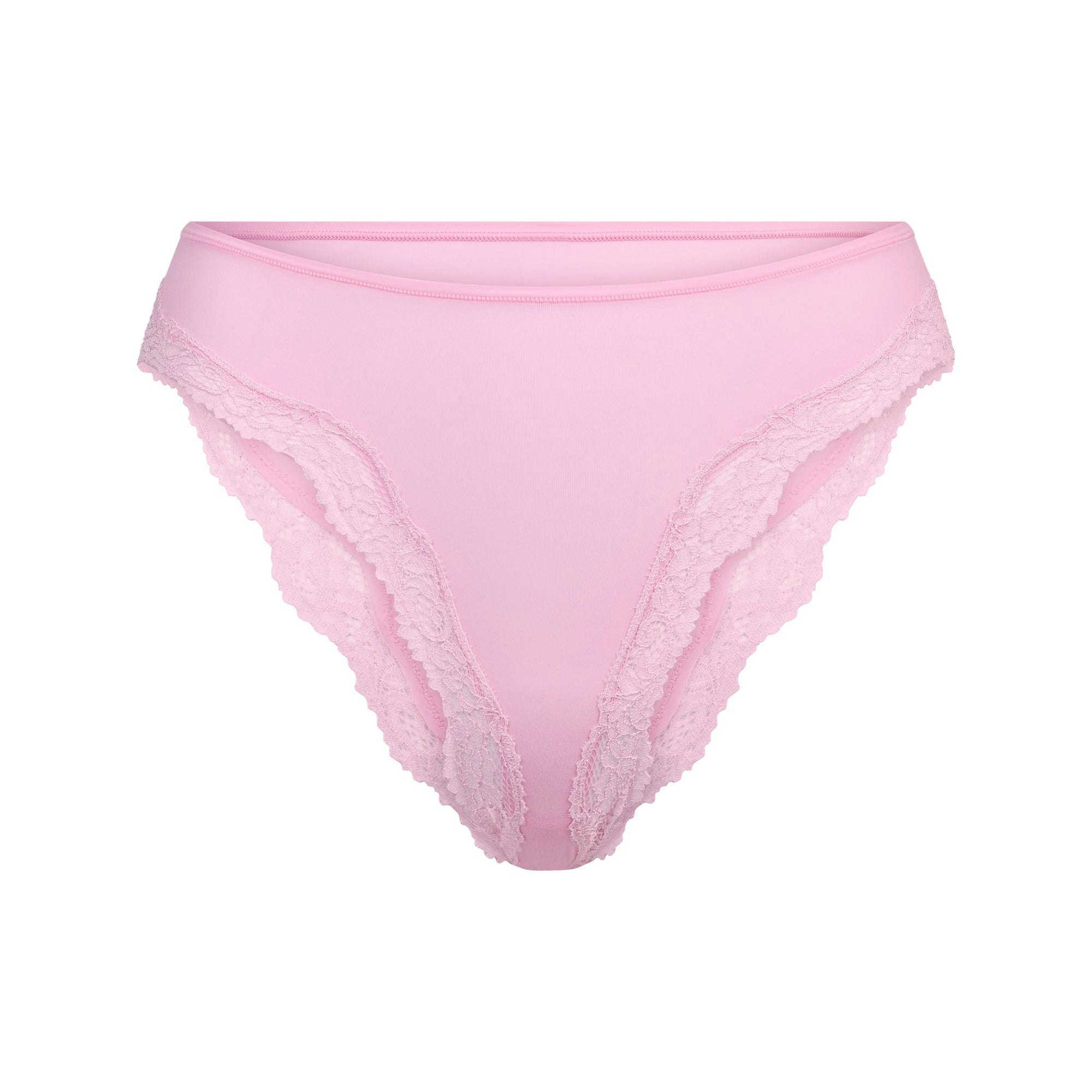 FITS EVERYBODY LACE TANGA | BUBBLE GUM TONAL FLAT ON A WHITE BACKGROUND | FLT