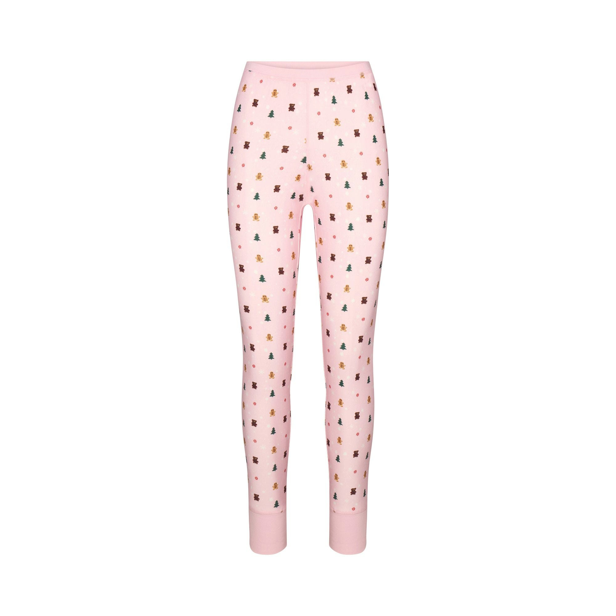 CACTUS PLANT FLEA MARKET X SKIMS PLUSH POINTELLE RELAXED LEGGING | CHERRY BLOSSOM SNOW PRINT FLAT ON A WHITE BACKGROUND | FLT