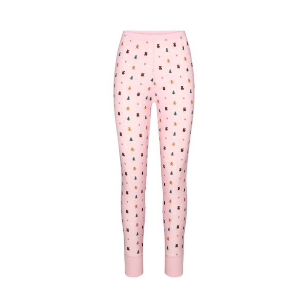 CACTUS PLANT FLEA MARKET X SKIMS PLUSH POINTELLE RELAXED LEGGING | CHERRY BLOSSOM SNOW PRINT FLAT ON A WHITE BACKGROUND | FLT