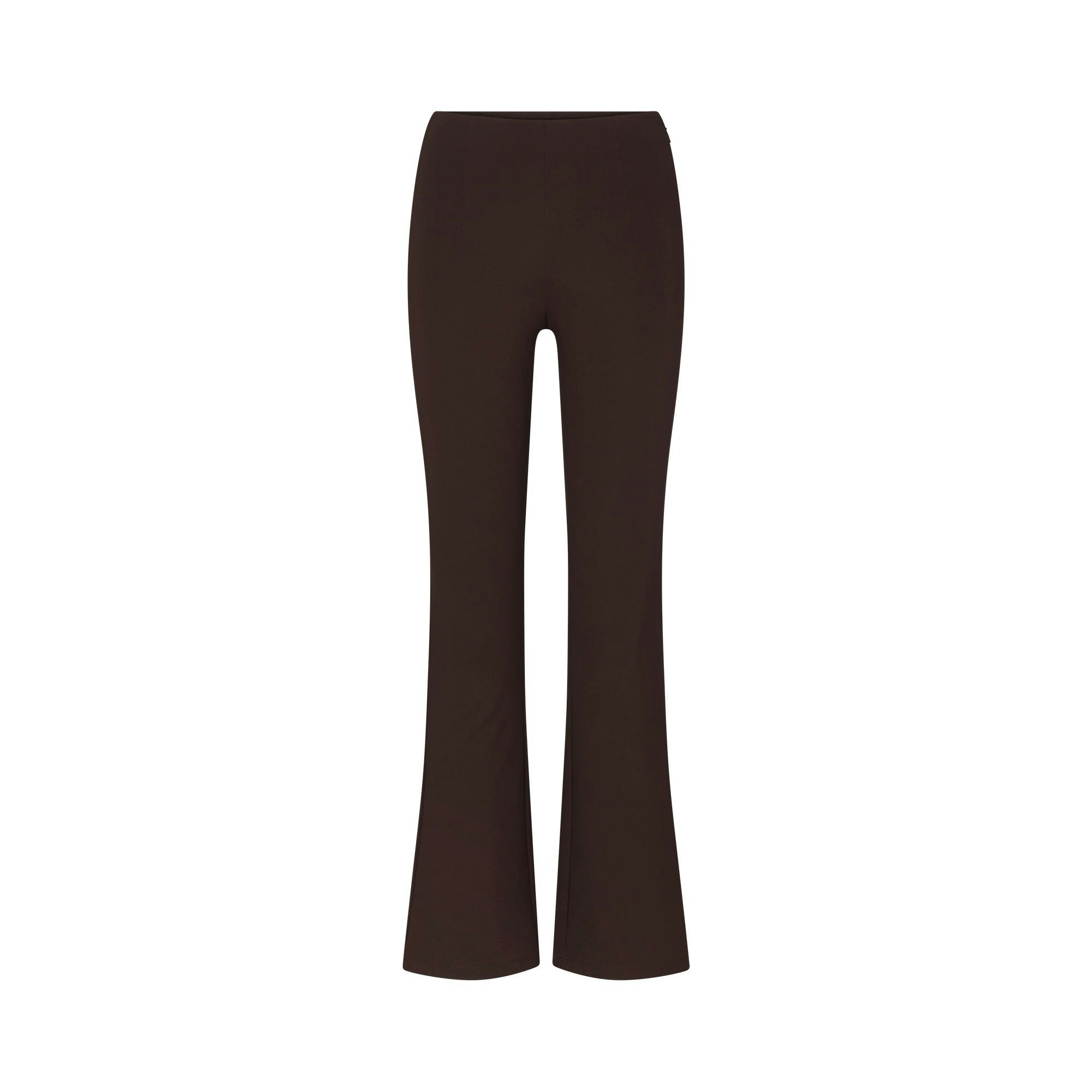 THE ESSENTIAL COLLECTION HIGH-WAISTED CROPPED KICK FLARE PANT | ESPRESSO FLAT ON A WHITE BACKGROUND | FLT