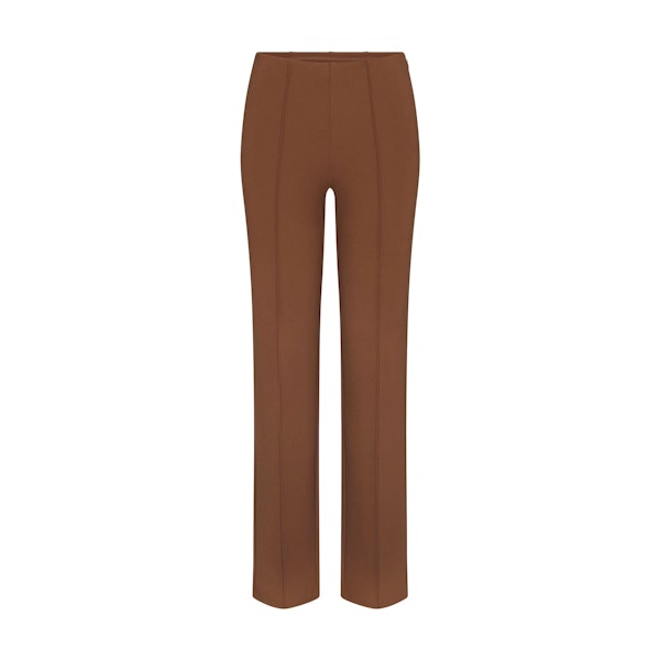 THE ESSENTIAL COLLECTION HIGH-WAISTED PINTUCK STRAIGHT LEG PANT | BISON FLAT ON A WHITE BACKGROUND | FLT