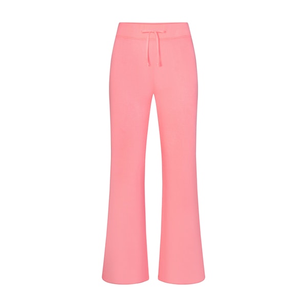 MODAL FRENCH TERRY FLARE PANT | CORAL (PANTS, BOTTOMS) LAYS FLAT ON A WHITE BACKGROUND