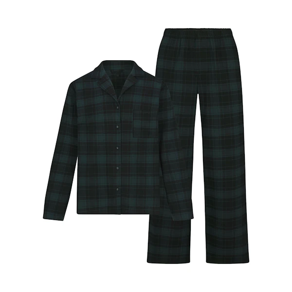 FLANNEL SLEEP LONG SLEEP SET | JASPER BUFFALO CHECK (LONG SLEEVE T-SHIRTS) FLAT ON A WHITE BACKGROUND | FLT